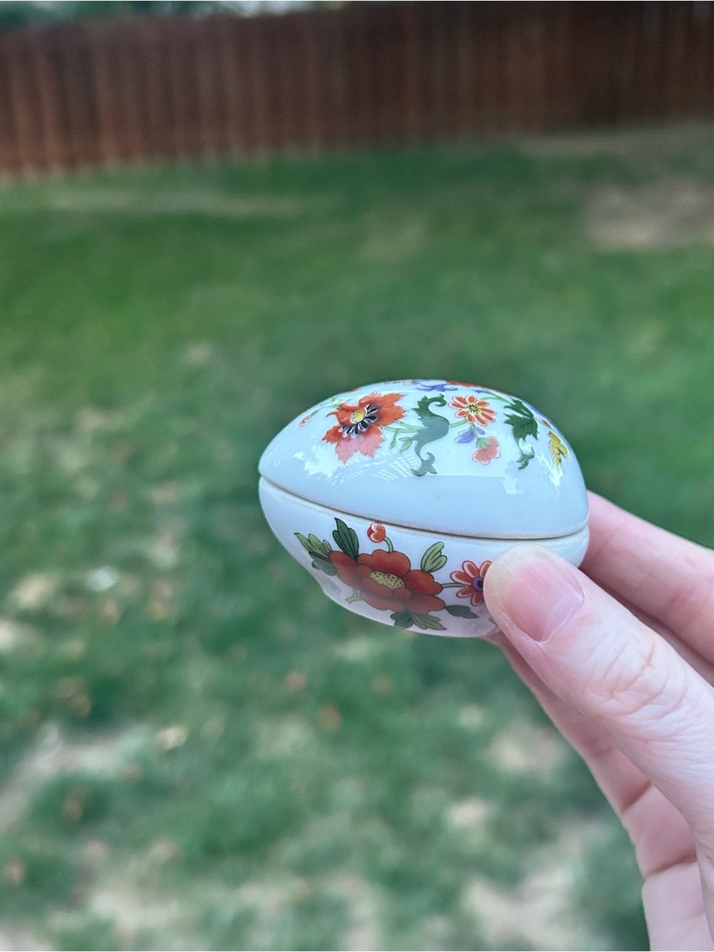 LIMOGES Porcelain Egg Trinket Box Floral Made in France